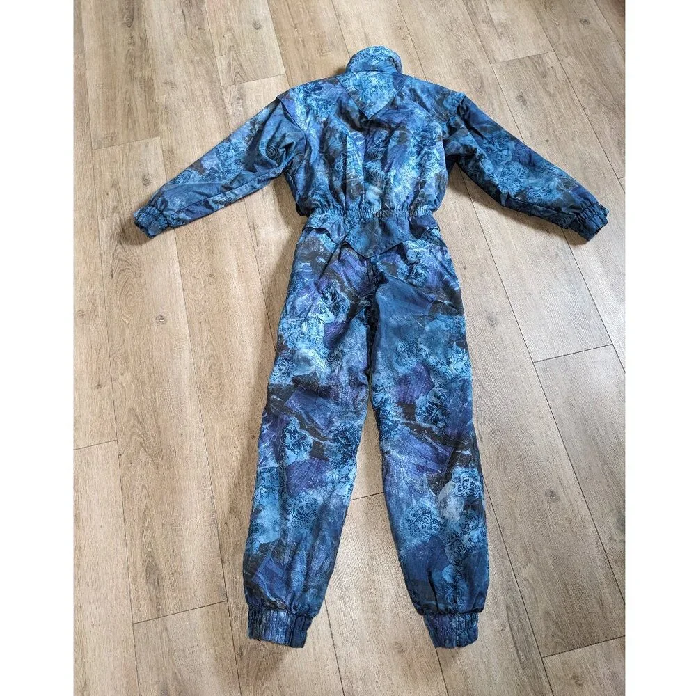 Vintage Black Bear Ski Suit One Piece Snowsuit Womens XS Snow Bib Shell 80s 90s